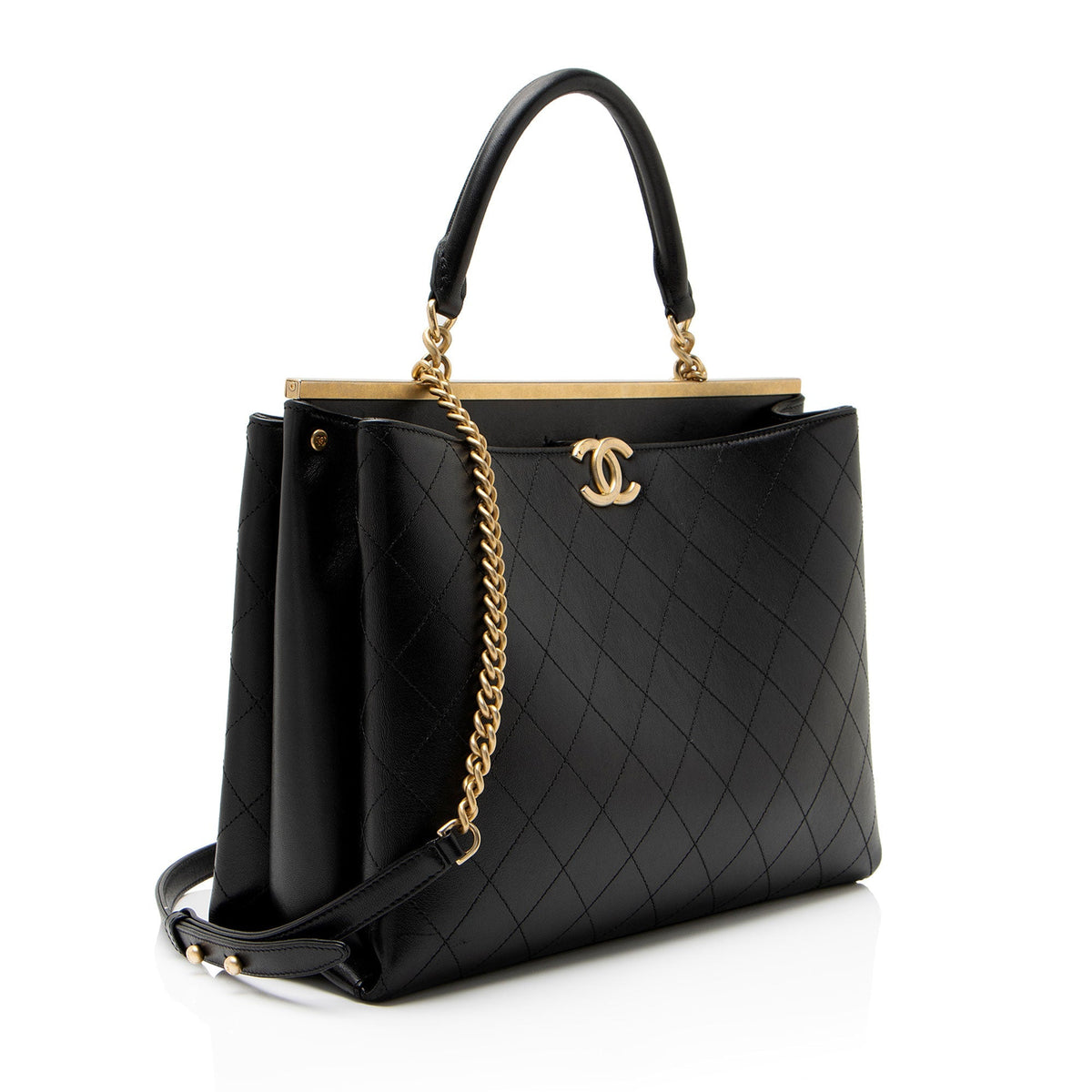 Chanel Calfskin Coco Luxe Large Shopping Tote Bag - Black