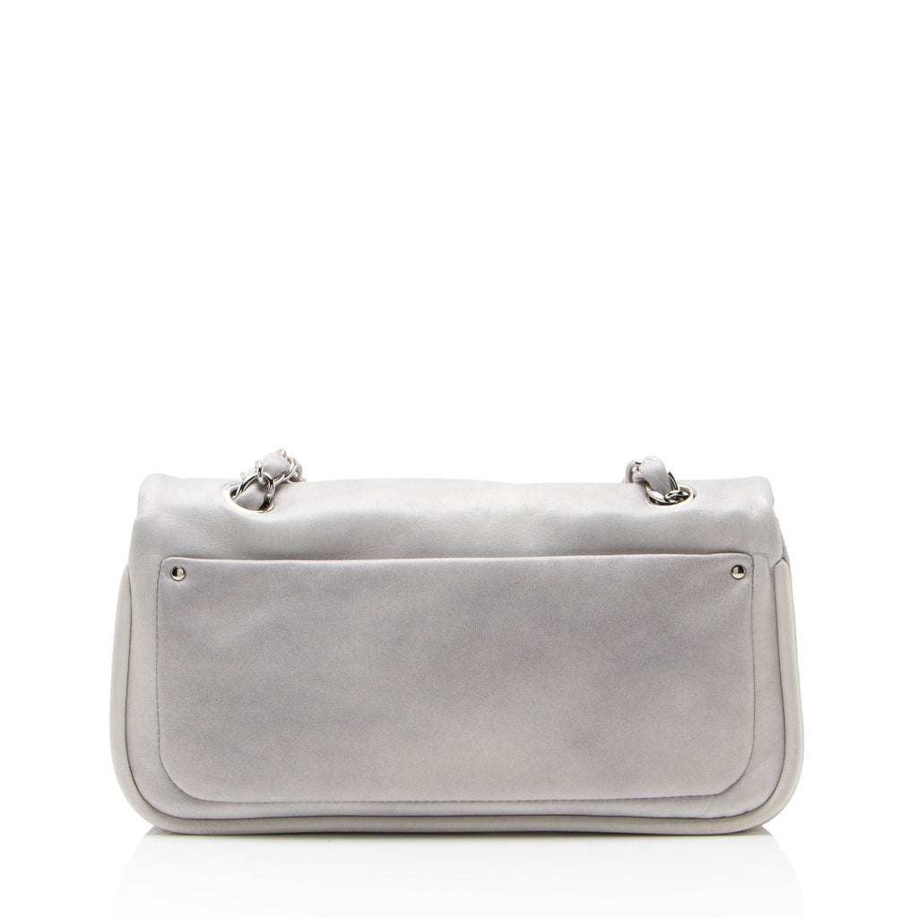 Chanel Calfskin Diagonal CC Flap Shoulder Bag - Grey