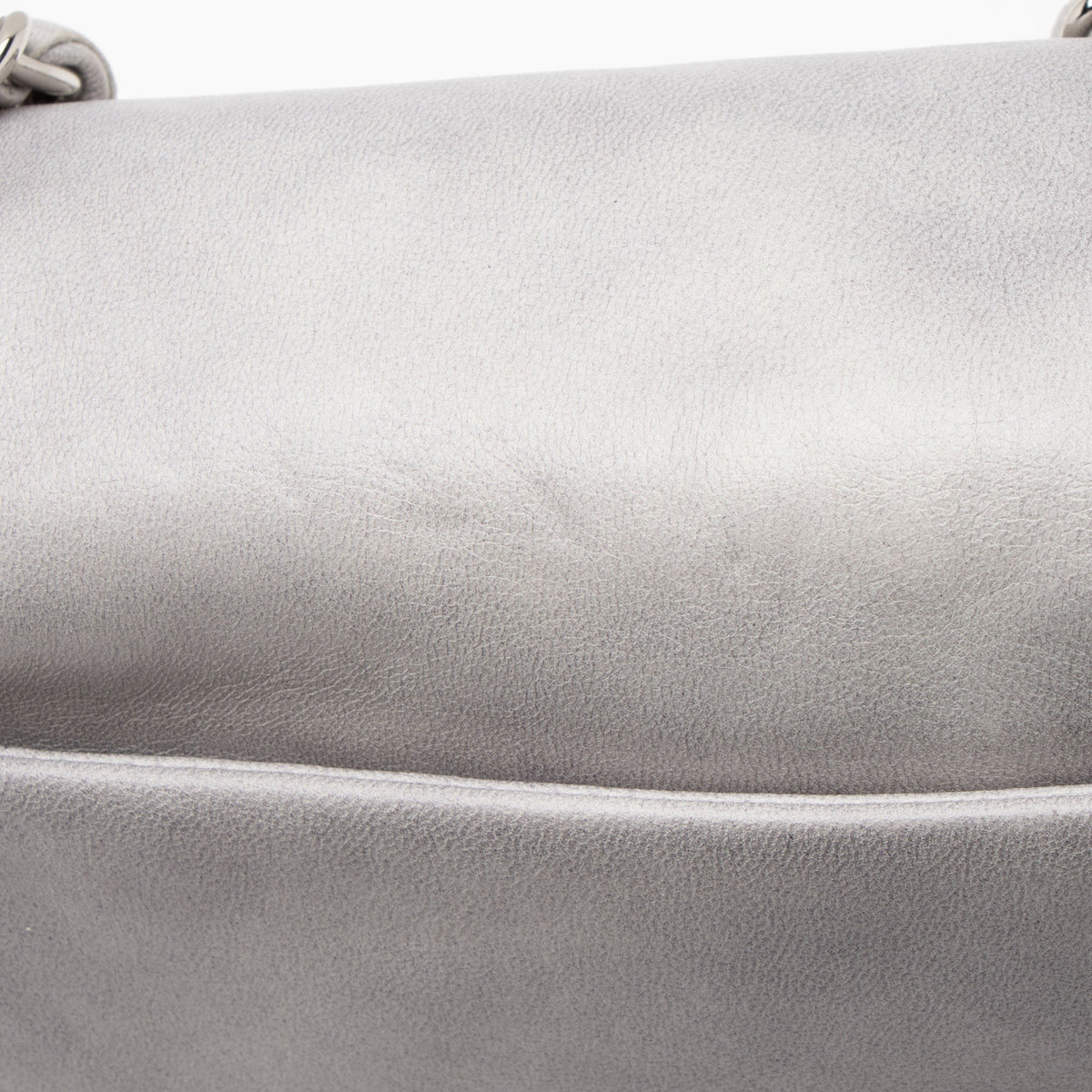 Chanel Calfskin Diagonal CC Flap Shoulder Bag - Grey