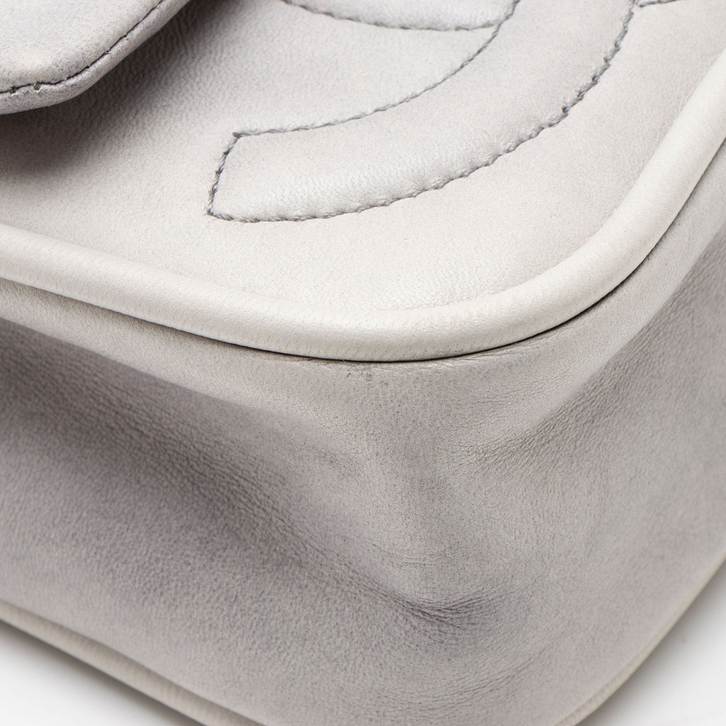 Chanel Calfskin Diagonal CC Flap Shoulder Bag - Grey