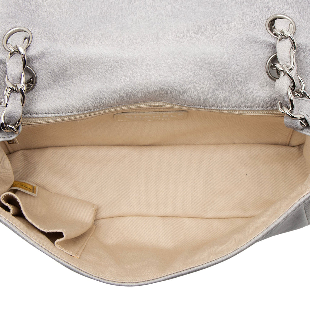 Chanel Calfskin Diagonal CC Flap Shoulder Bag - Grey