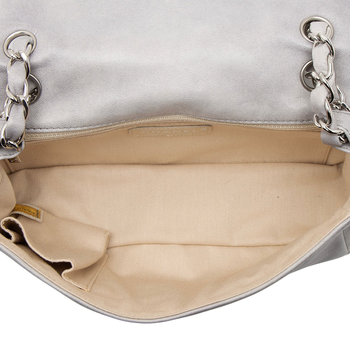 Chanel Calfskin Diagonal CC Flap Shoulder Bag - Grey