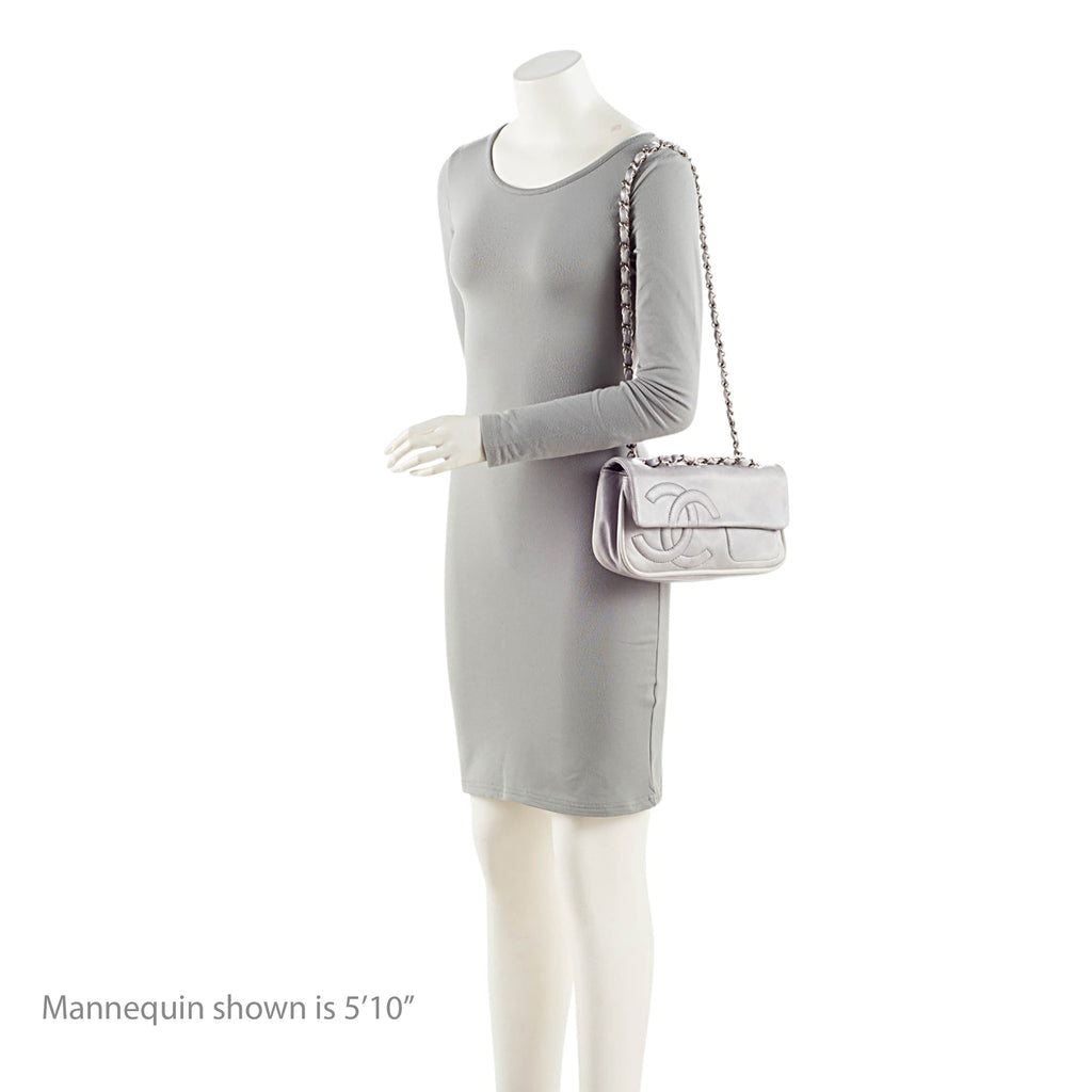 Chanel Calfskin Diagonal CC Flap Shoulder Bag - Grey
