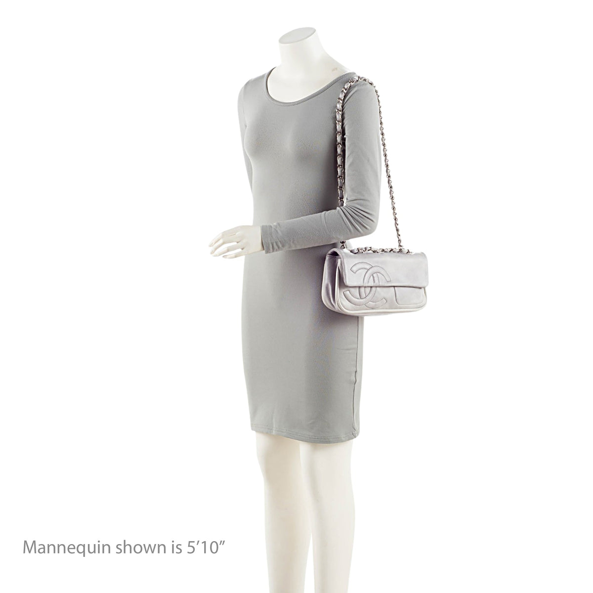 Chanel Calfskin Diagonal CC Flap Shoulder Bag - Grey