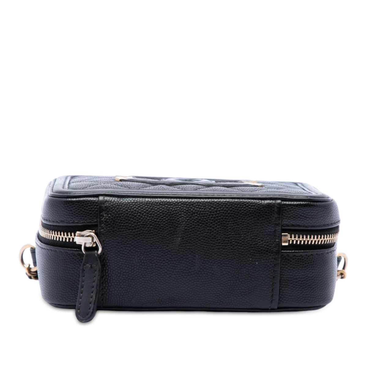 Chanel Caviar CC Filigree Vanity Clutch with Chain - Black