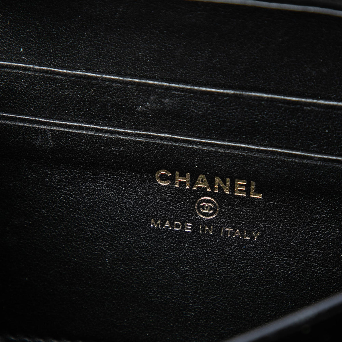 Chanel Caviar CC Filigree Vanity Clutch with Chain - Black
