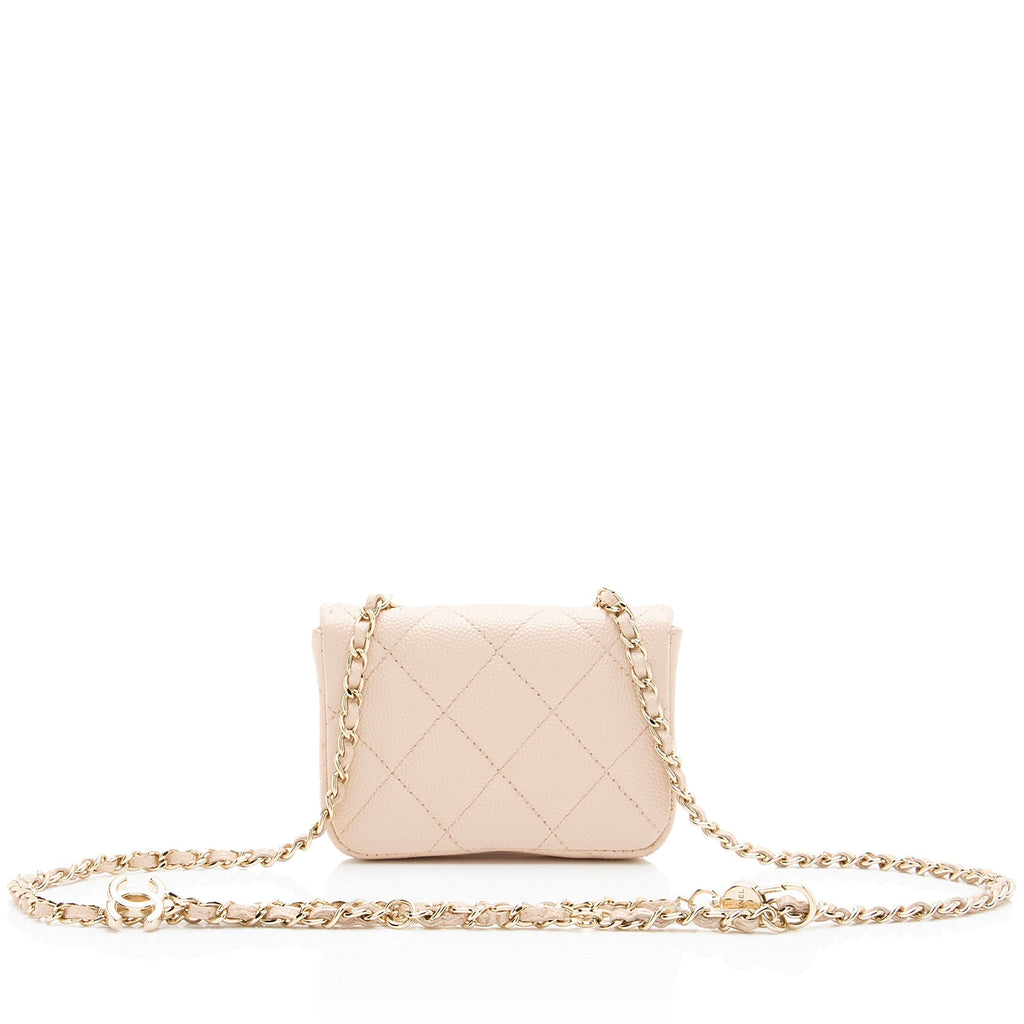 Chanel Caviar Leather Mini Chain Belt Bag - Pink