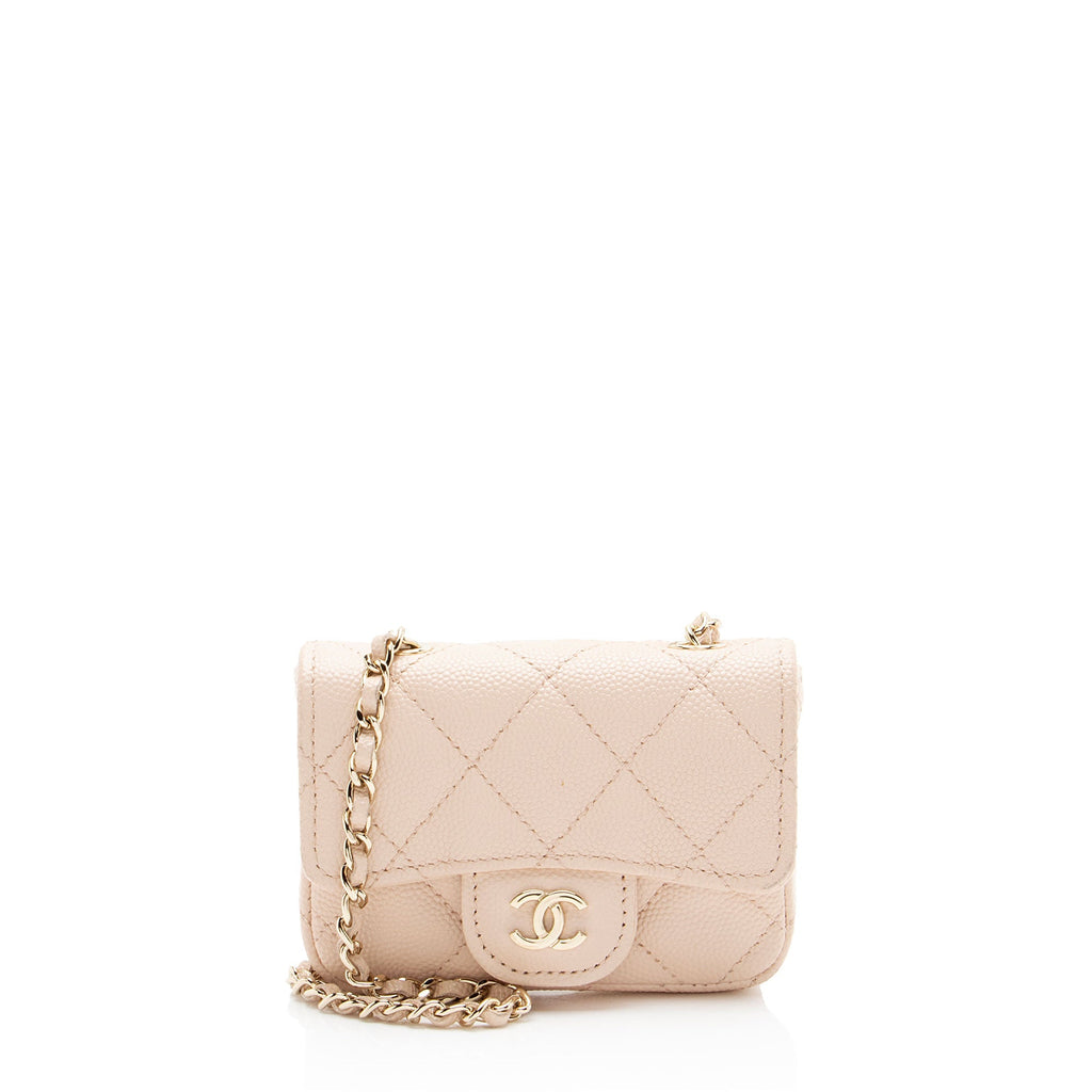 Chanel Caviar Leather Mini Chain Belt Bag - Pink
