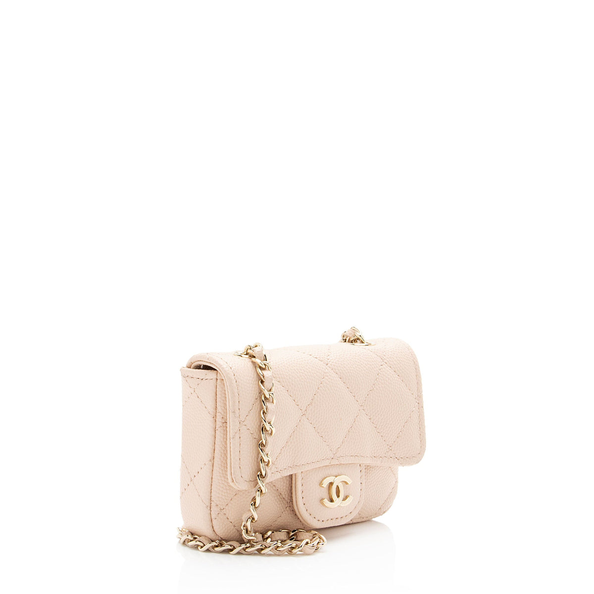 Chanel Caviar Leather Mini Chain Belt Bag - Pink