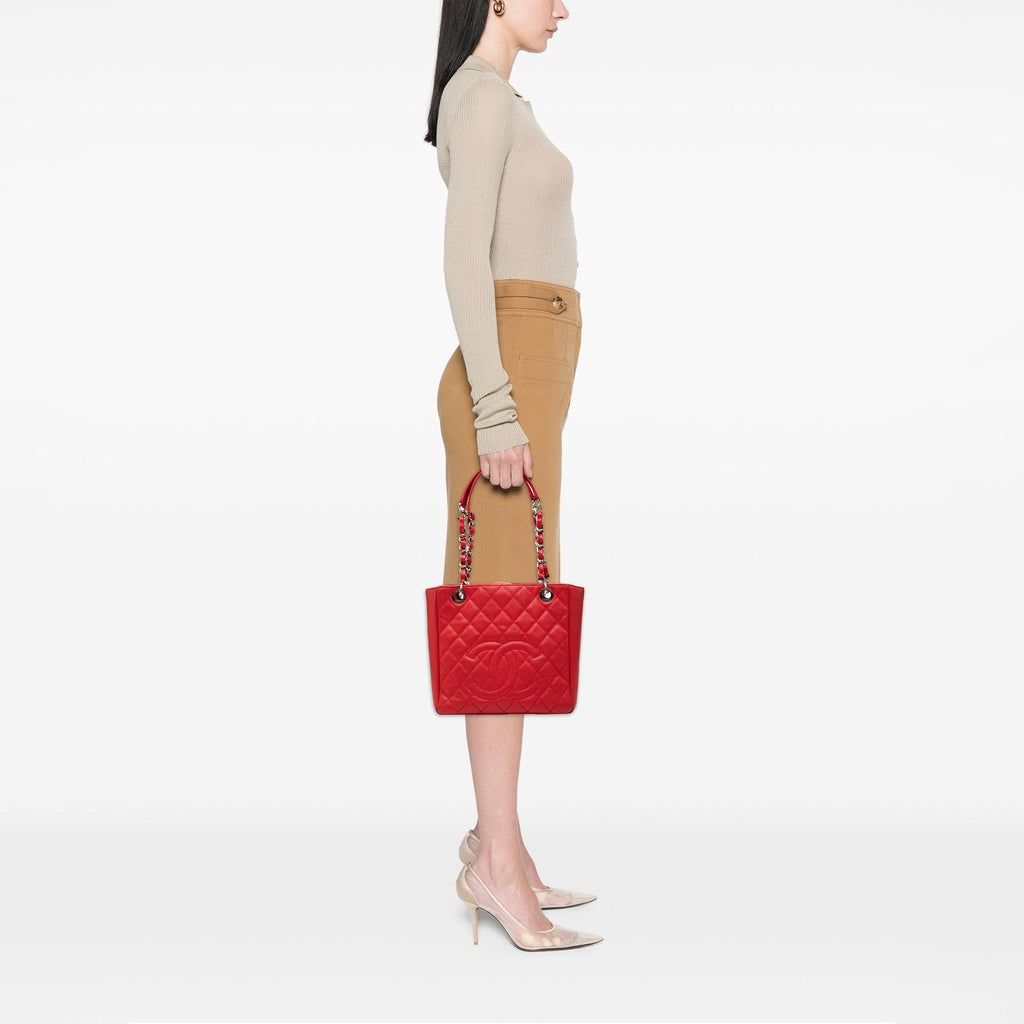 Chanel Caviar Petite Shopping Tote Bag - Red