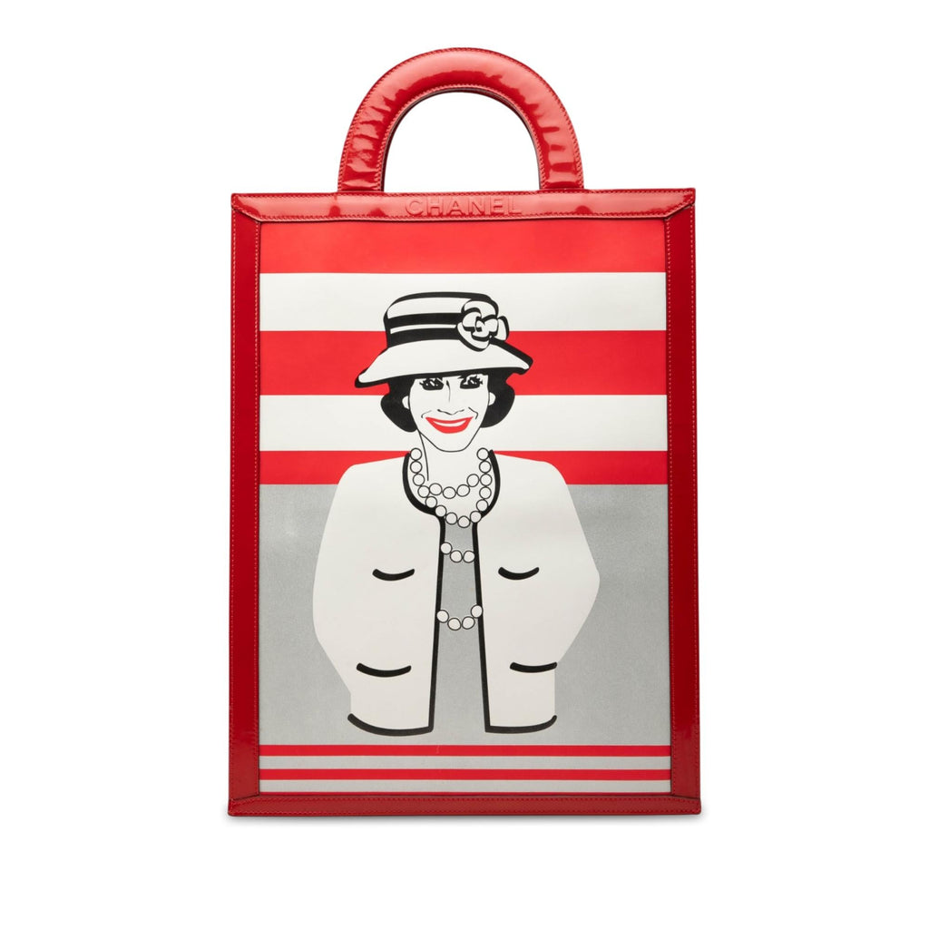 Chanel Choco Bar Patent Coco Mademoiselle Vertical Tote Bag - Red