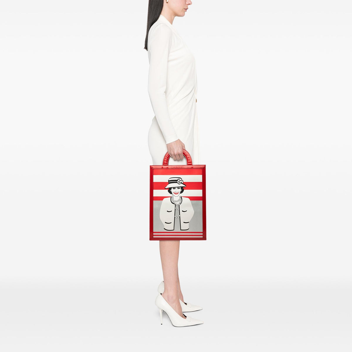 Chanel Choco Bar Patent Coco Mademoiselle Vertical Tote Bag - Red