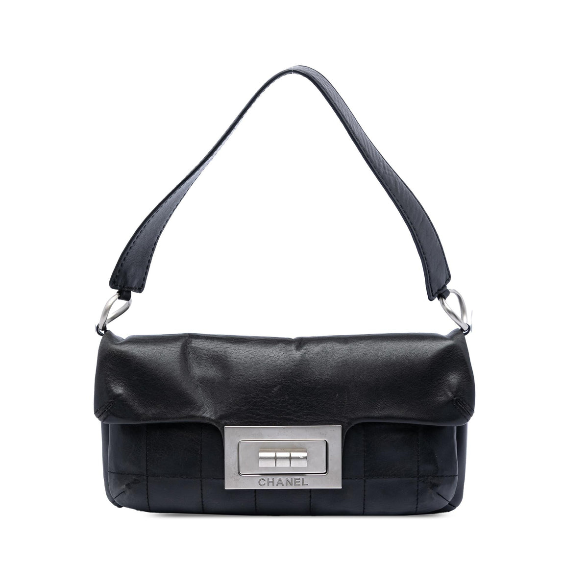 Chanel Chocolate Bar Calfskin Reissue 2.55 Flap Shoulder Bag - Black