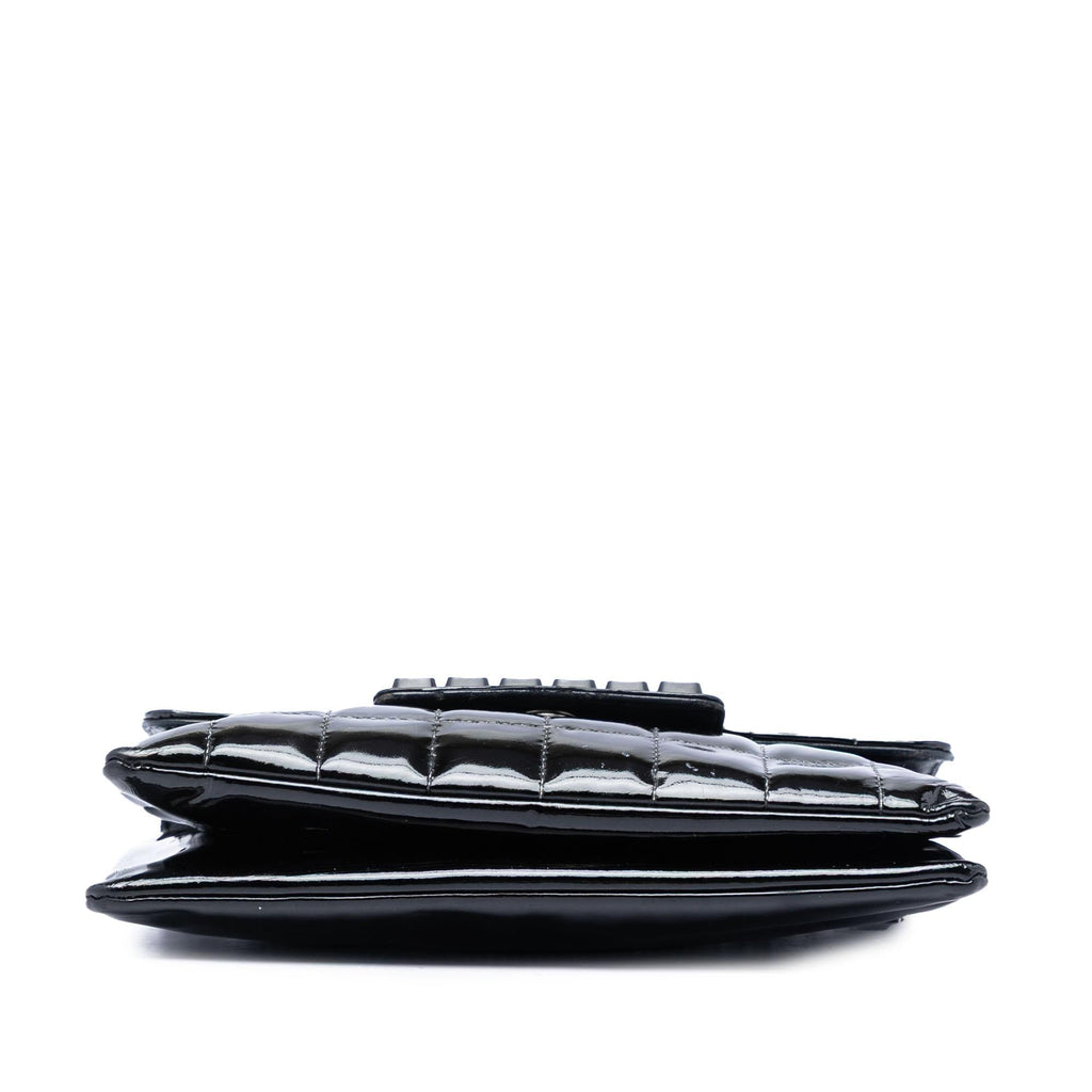 Chanel Chocolate Bar Patent Digital Flap Shoulder Bag - Black
