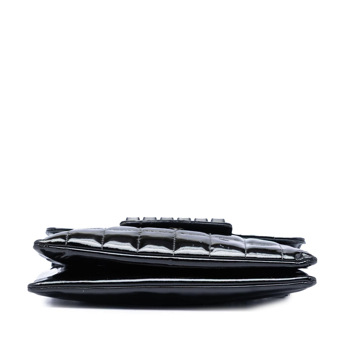 Chanel Chocolate Bar Patent Digital Flap Shoulder Bag - Black