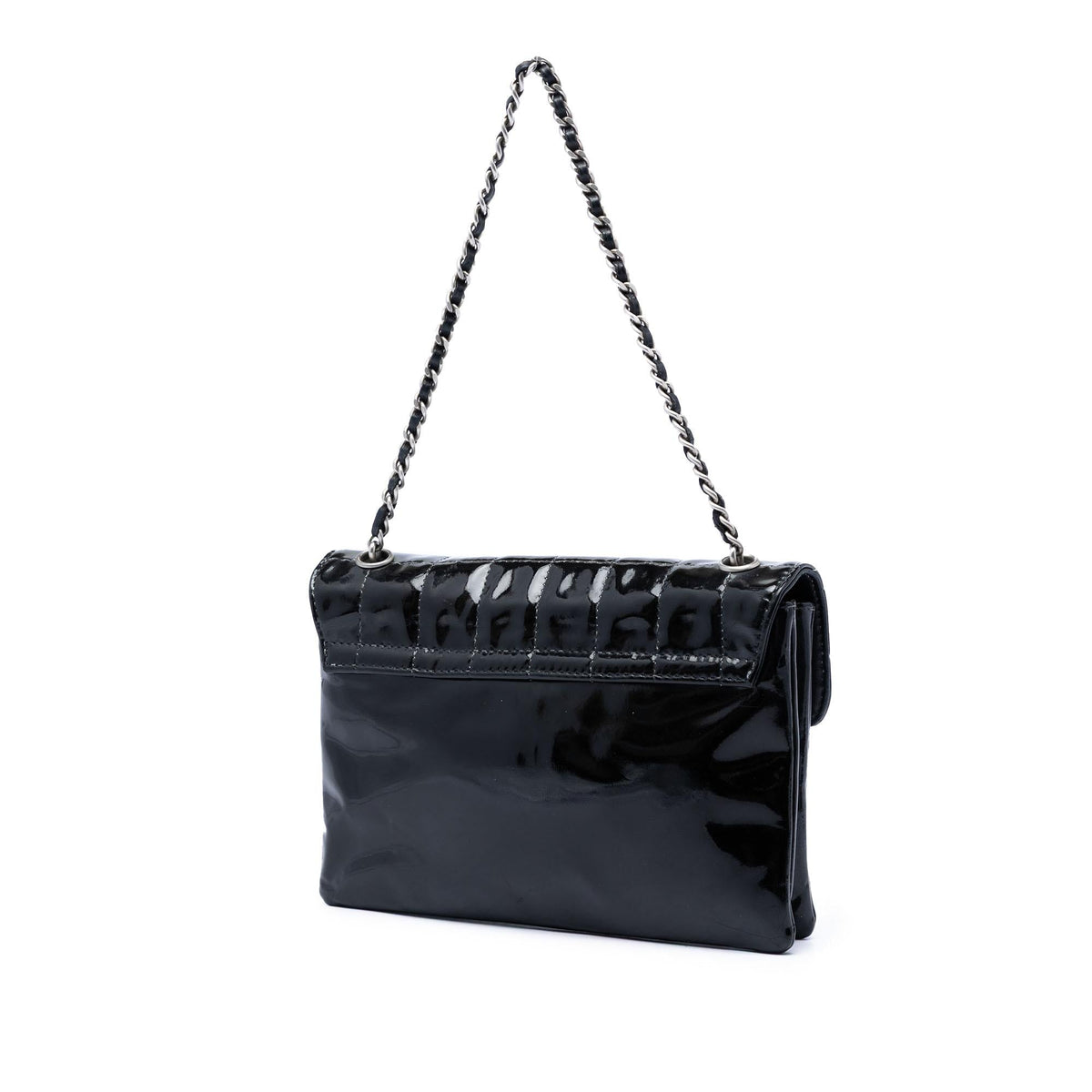 Chanel Chocolate Bar Patent Digital Flap Shoulder Bag - Black