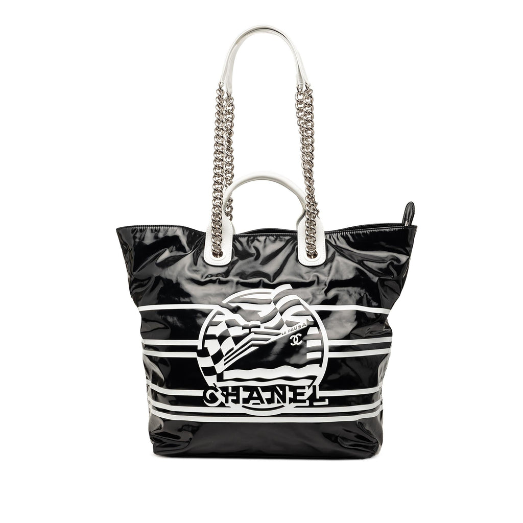Chanel Coated Canvas La Pausa Bay Shopping Satchel - Black