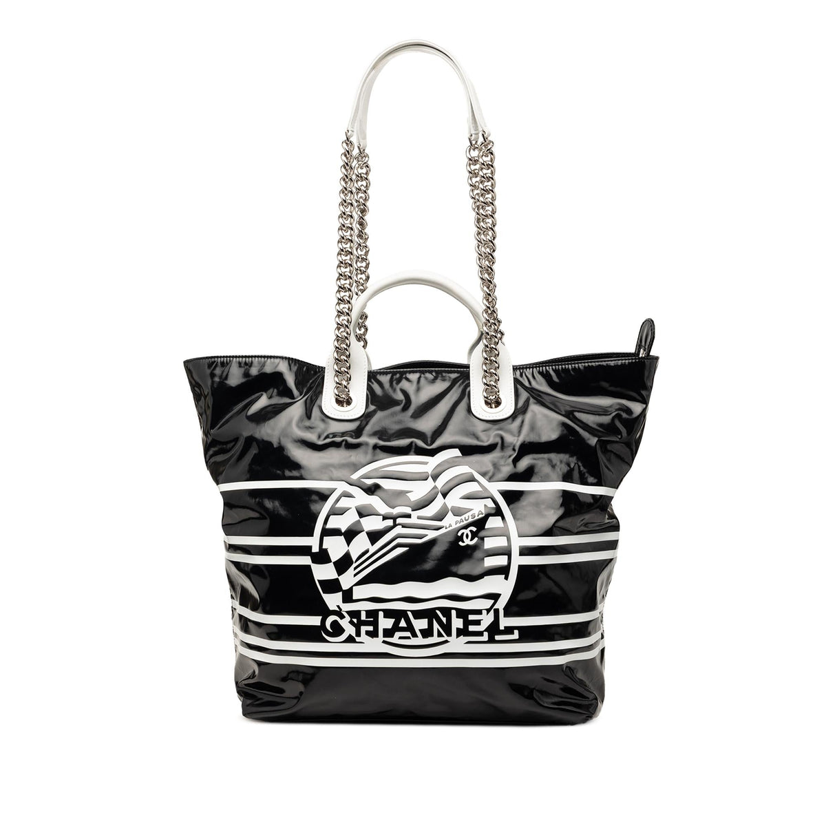 Chanel Coated Canvas La Pausa Bay Shopping Satchel - Black