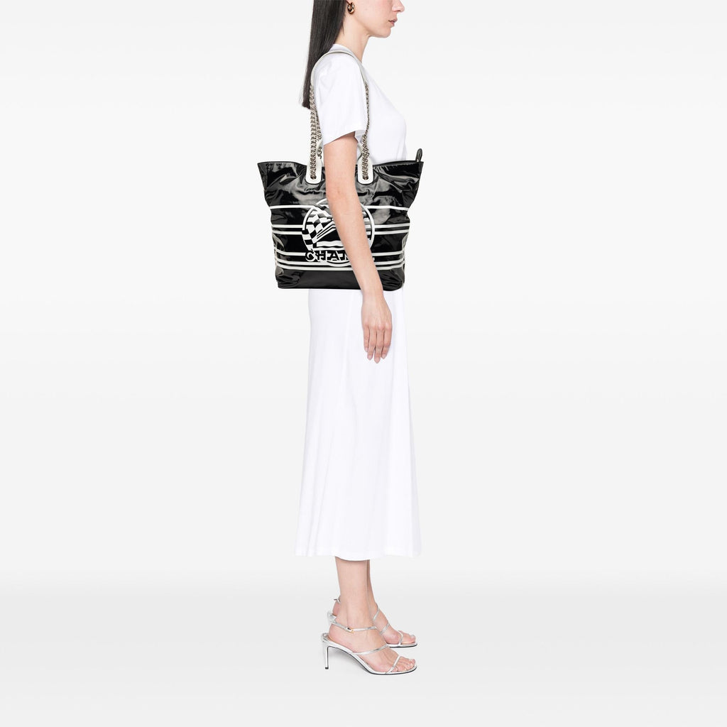 Chanel Coated Canvas La Pausa Bay Shopping Satchel - Black