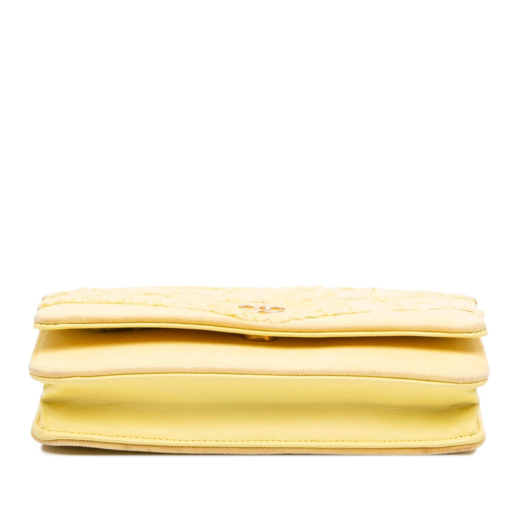 Chanel Denim Fringe Coco Wallet on Chain - Yellow
