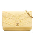 Chanel Denim Fringe Coco Wallet on Chain - Yellow
