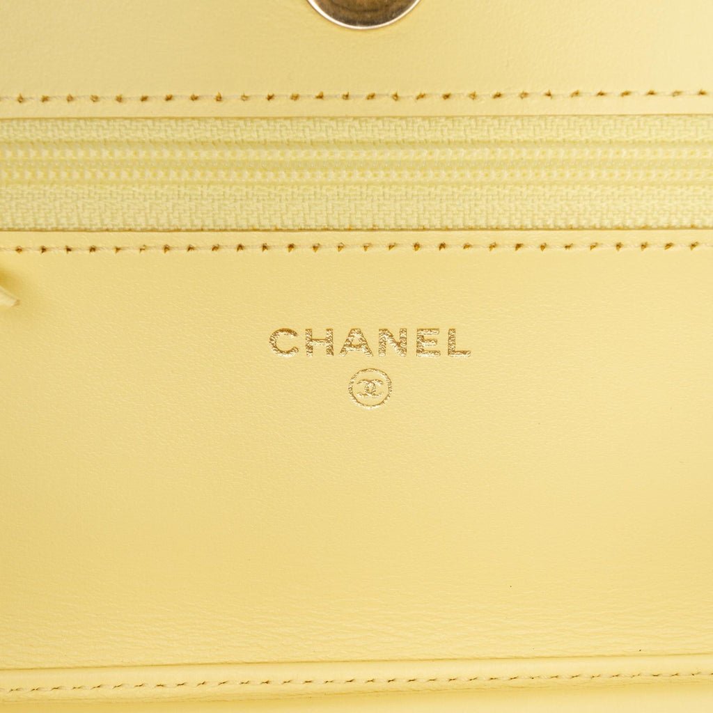 Chanel Denim Fringe Coco Wallet on Chain - Yellow