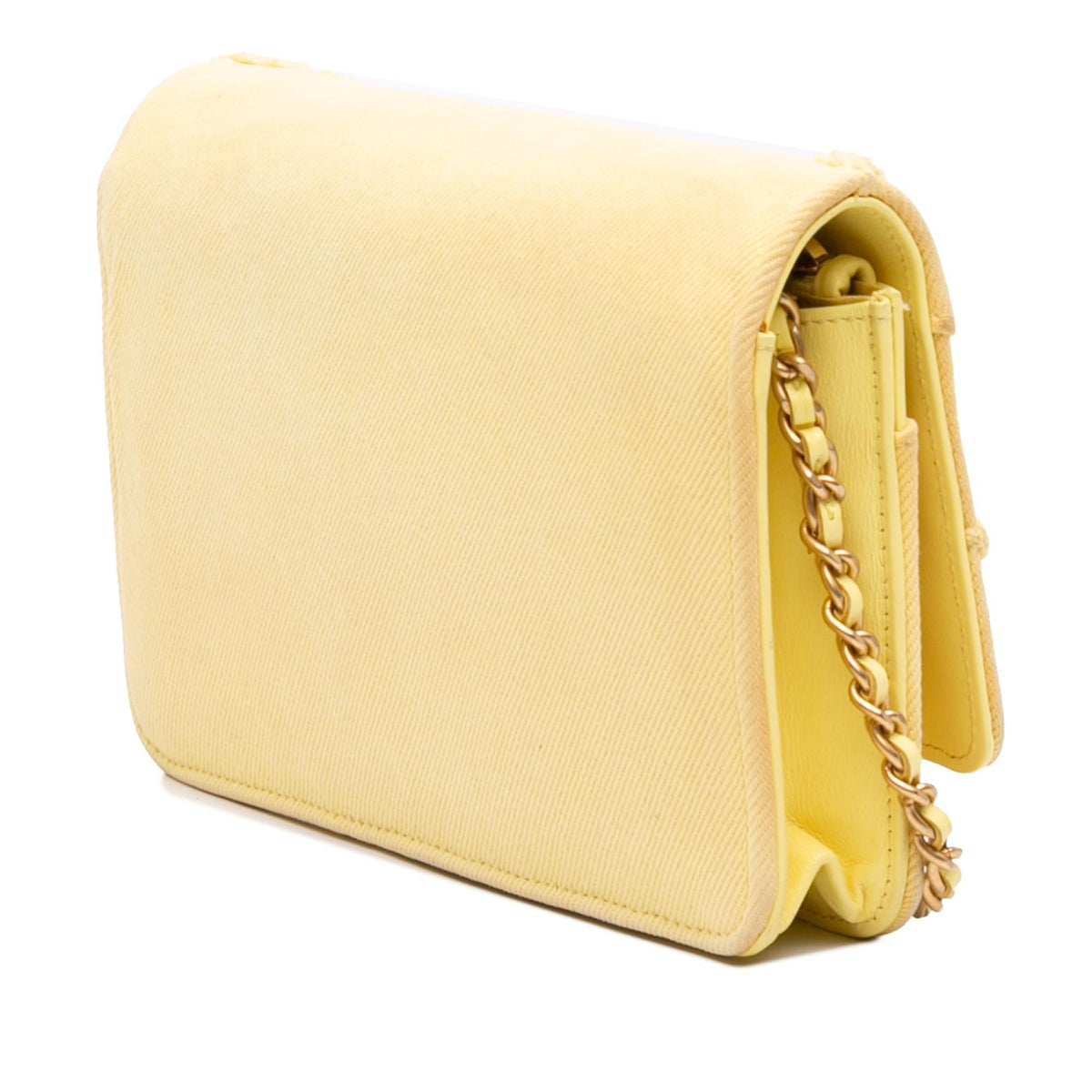 Chanel Denim Fringe Coco Wallet on Chain - Yellow
