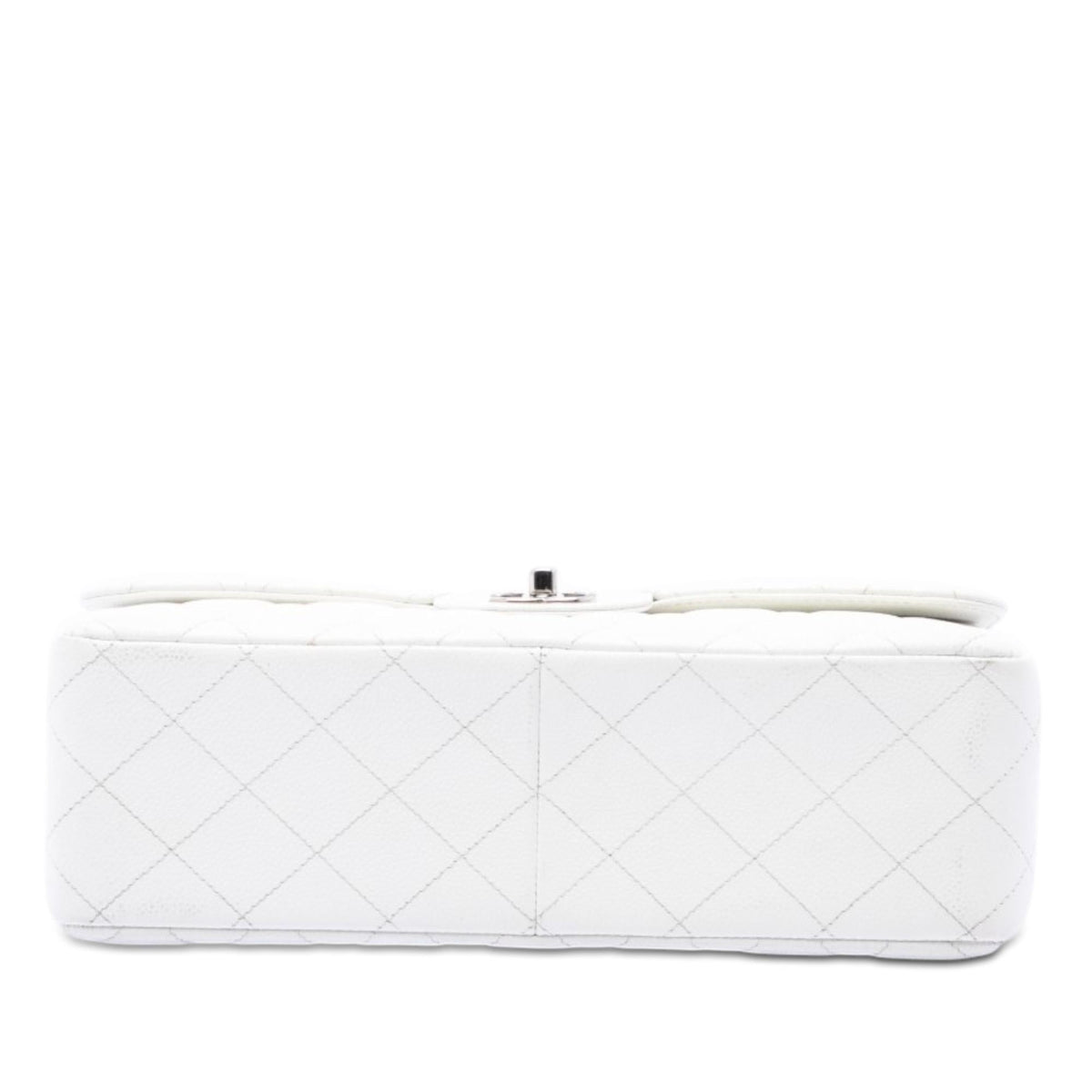 Chanel Jumbo Classic Caviar Double Flap Shoulder Bag - White