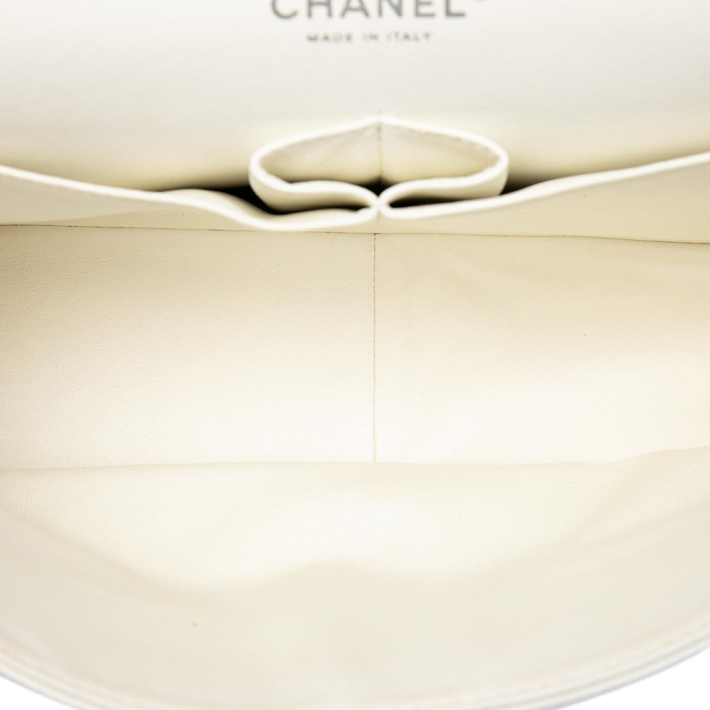 Chanel Jumbo Classic Caviar Double Flap Shoulder Bag - White