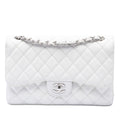 Chanel Jumbo Classic Caviar Double Flap Shoulder Bag - White