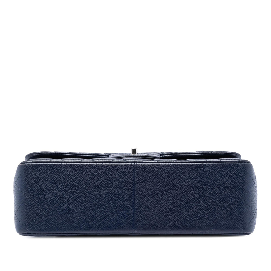 Chanel Jumbo Classic Caviar Double Flap Shoulder Bag - Blue