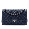 Chanel Jumbo Classic Caviar Double Flap Shoulder Bag - Blue