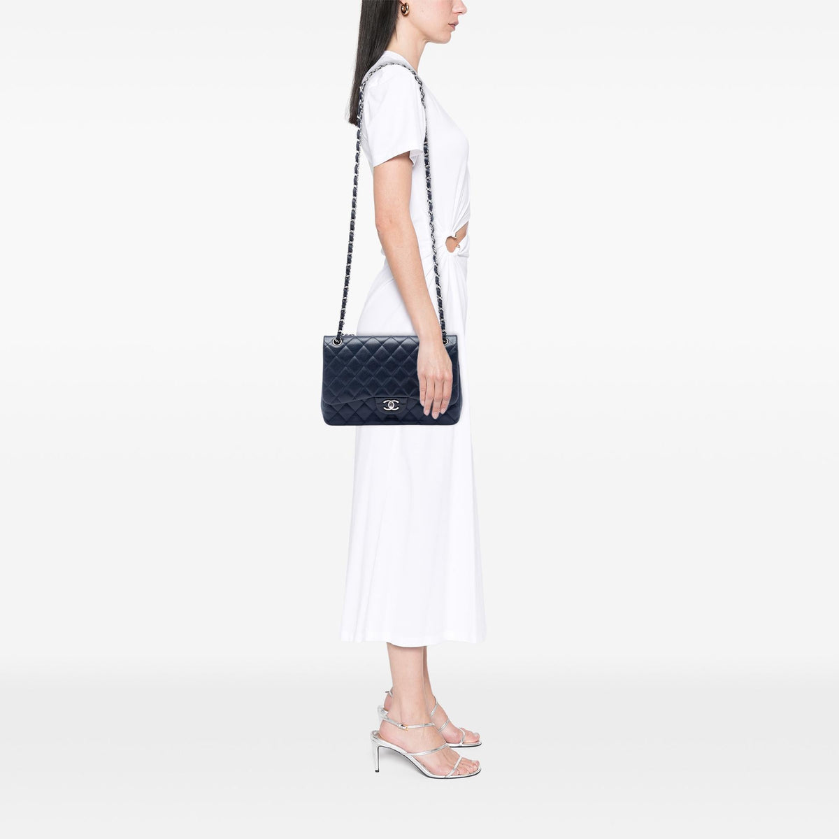 Chanel Jumbo Classic Caviar Double Flap Shoulder Bag - Blue