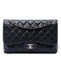 Chanel Jumbo Classic Caviar Double Flap Shoulder Bag - Black