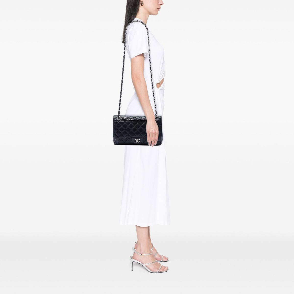 Chanel Jumbo Classic Caviar Double Flap Shoulder Bag - Black