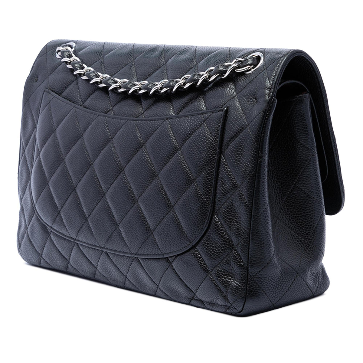 Chanel Jumbo Classic Caviar Double Flap Shoulder Bag - Black