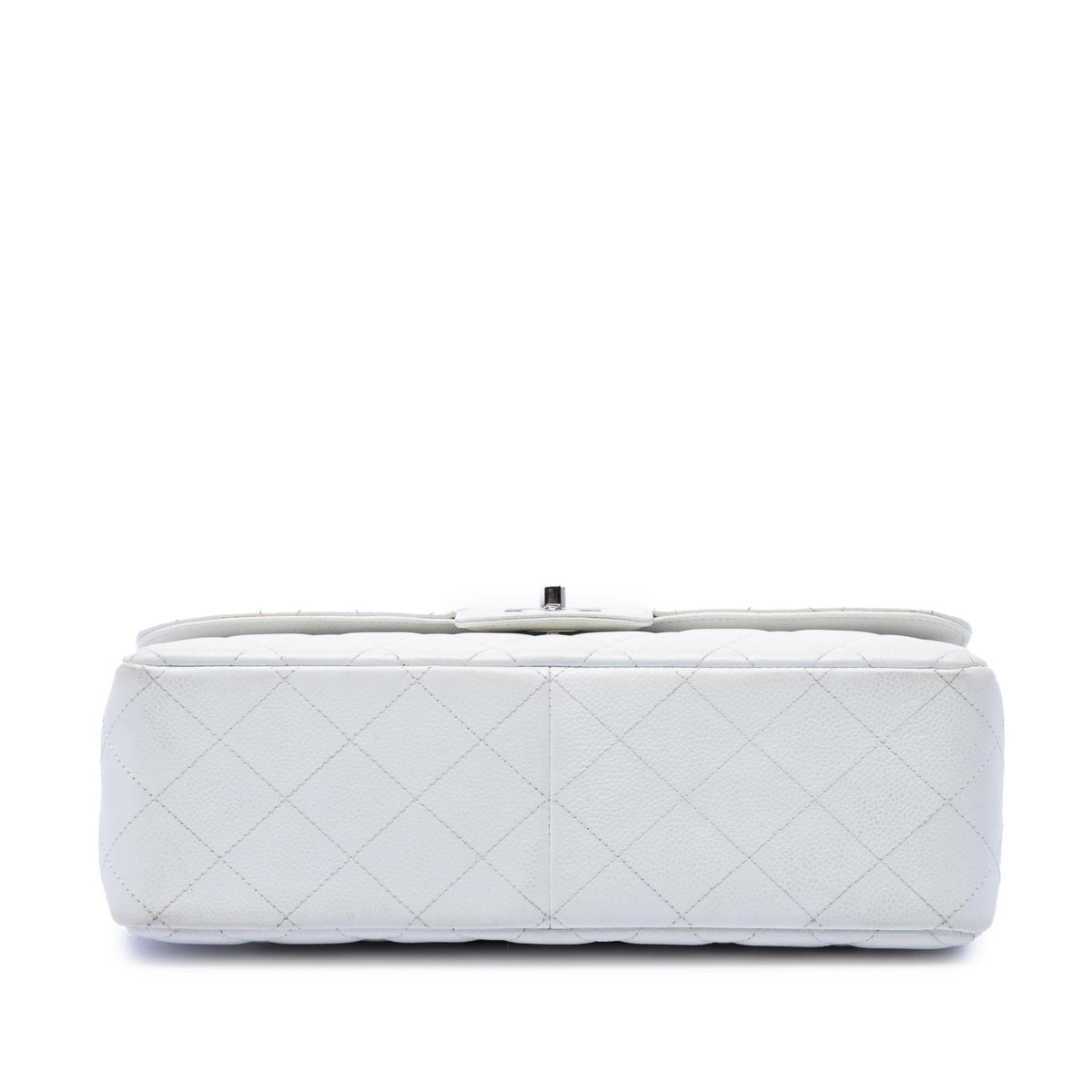 Chanel Jumbo Classic Caviar Double Flap Shoulder Bag - White