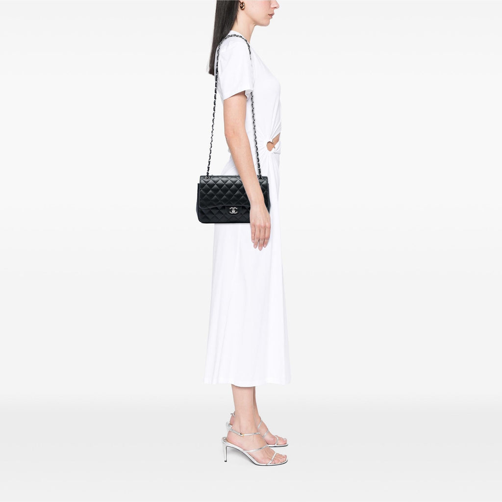 Chanel Jumbo Classic Lambskin Double Flap Shoulder Bag - Black