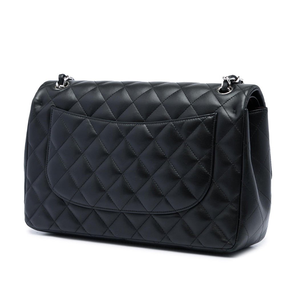 Chanel Jumbo Classic Lambskin Double Flap Shoulder Bag - Black