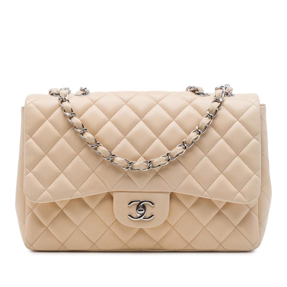 Chanel Jumbo Classic Lambskin Single Flap Shoulder Bag - Brown
