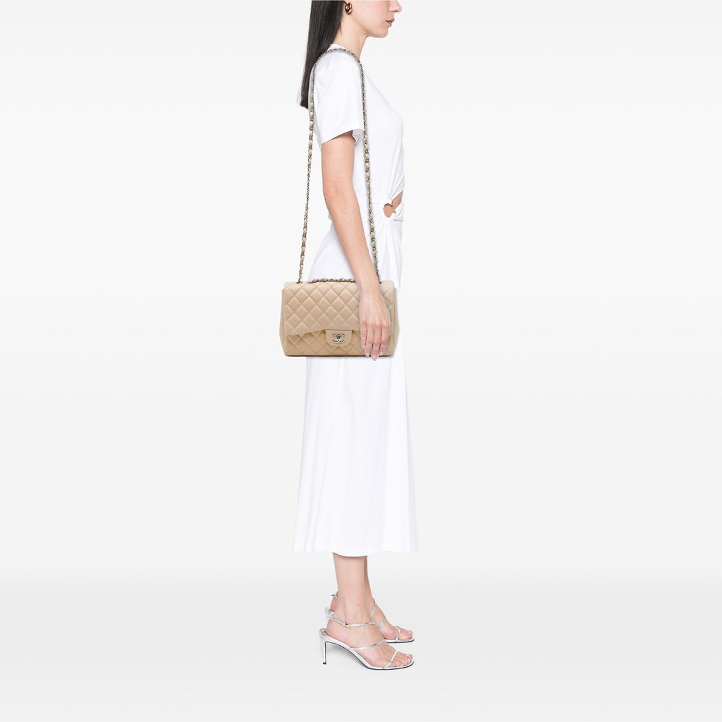 Chanel Jumbo Classic Lambskin Single Flap Shoulder Bag - Brown