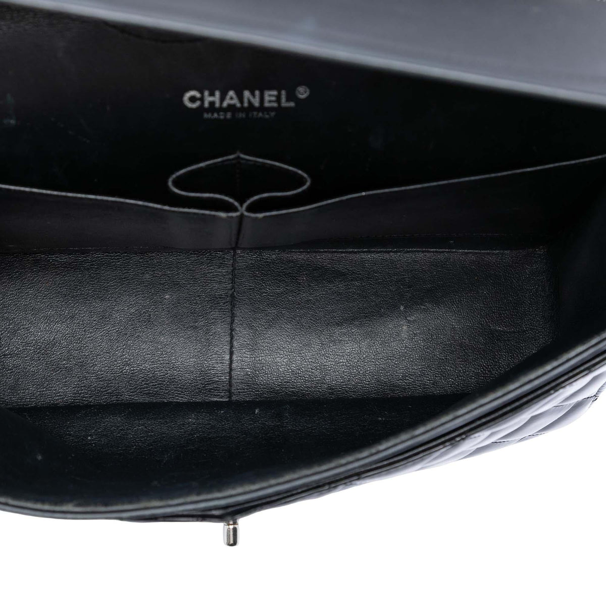 Chanel Jumbo Classic Patent Double Flap Shoulder Bag - Black