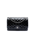 Chanel Jumbo Classic Patent Double Flap Shoulder Bag - Black