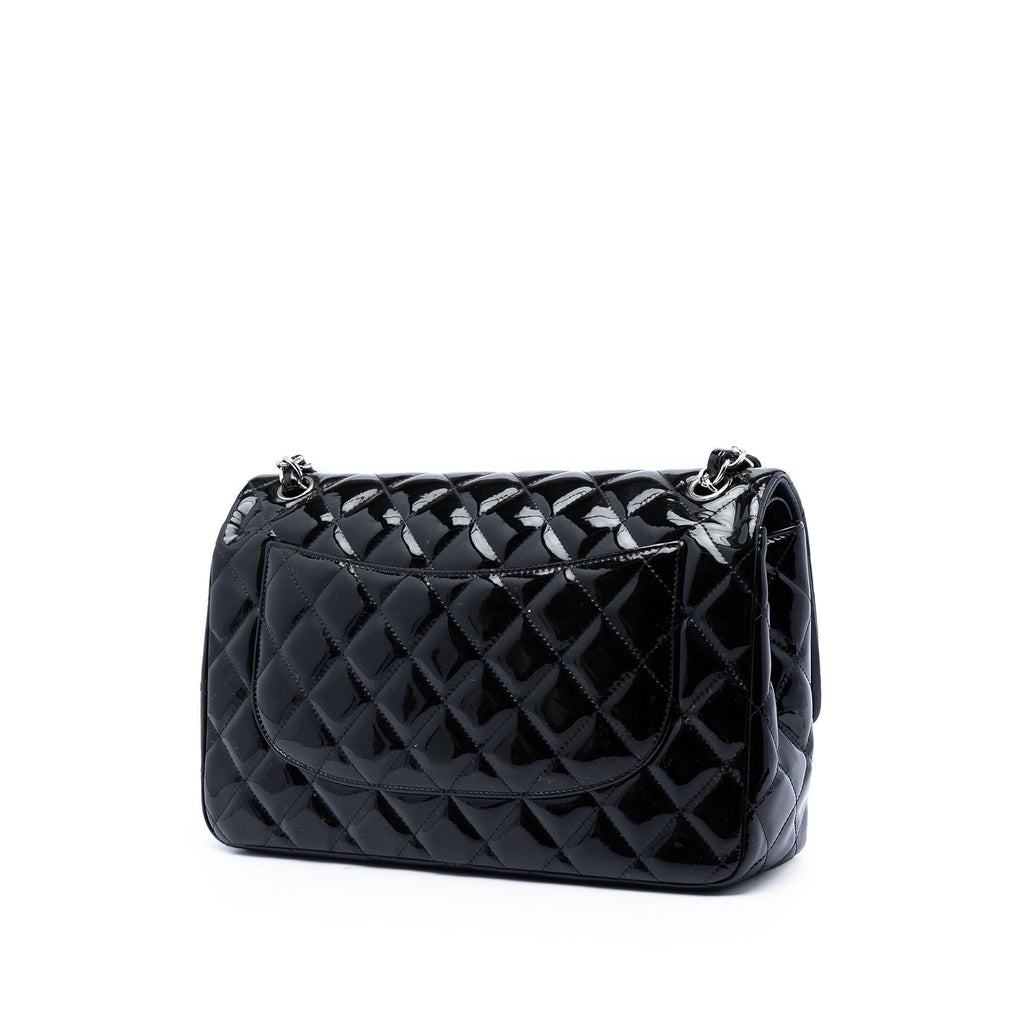 Chanel Jumbo Classic Patent Double Flap Shoulder Bag - Black