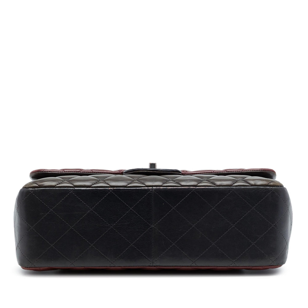 Chanel Jumbo Classic Tricolor Lambskin Double Flap Shoulder Bag - Red