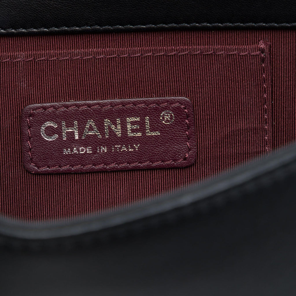 Chanel Lambskin and Acrylic Boy Brick Horizontal Flap Crossbody Bag - Black
