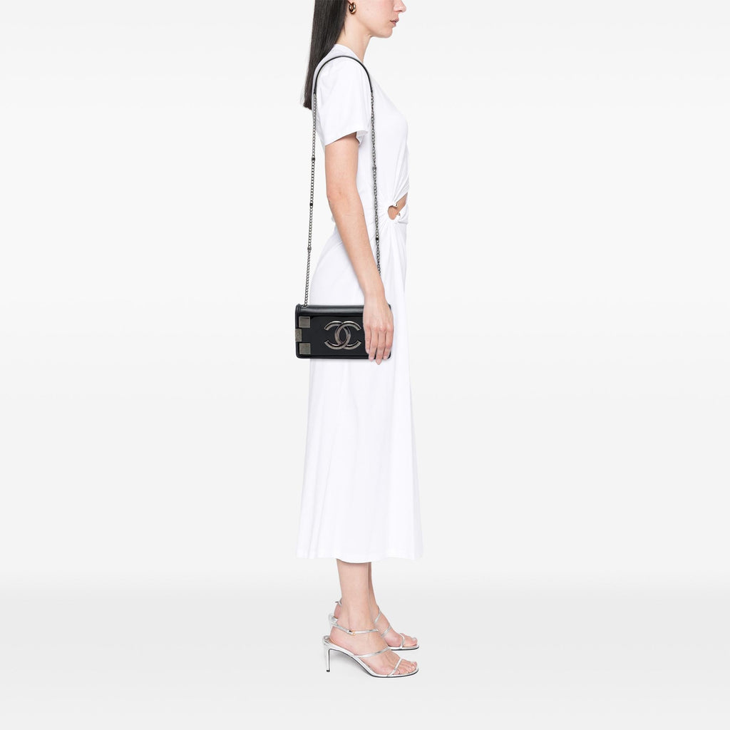 Chanel Lambskin and Acrylic Boy Brick Horizontal Flap Crossbody Bag - Black
