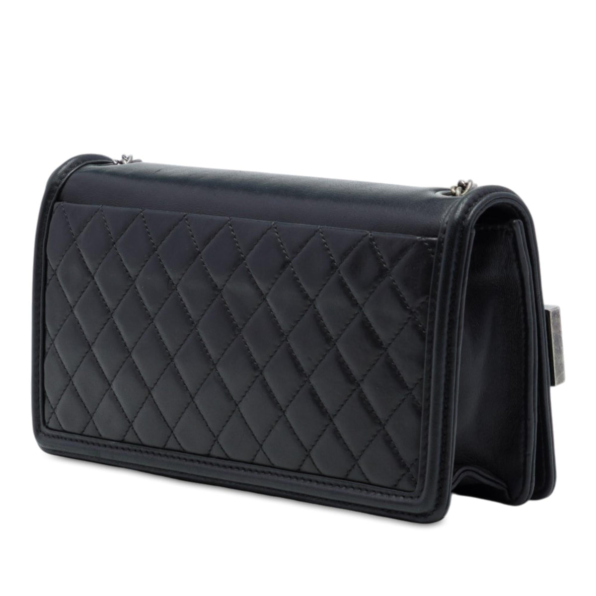 Chanel Lambskin and Acrylic Boy Brick Horizontal Flap Crossbody Bag - Black