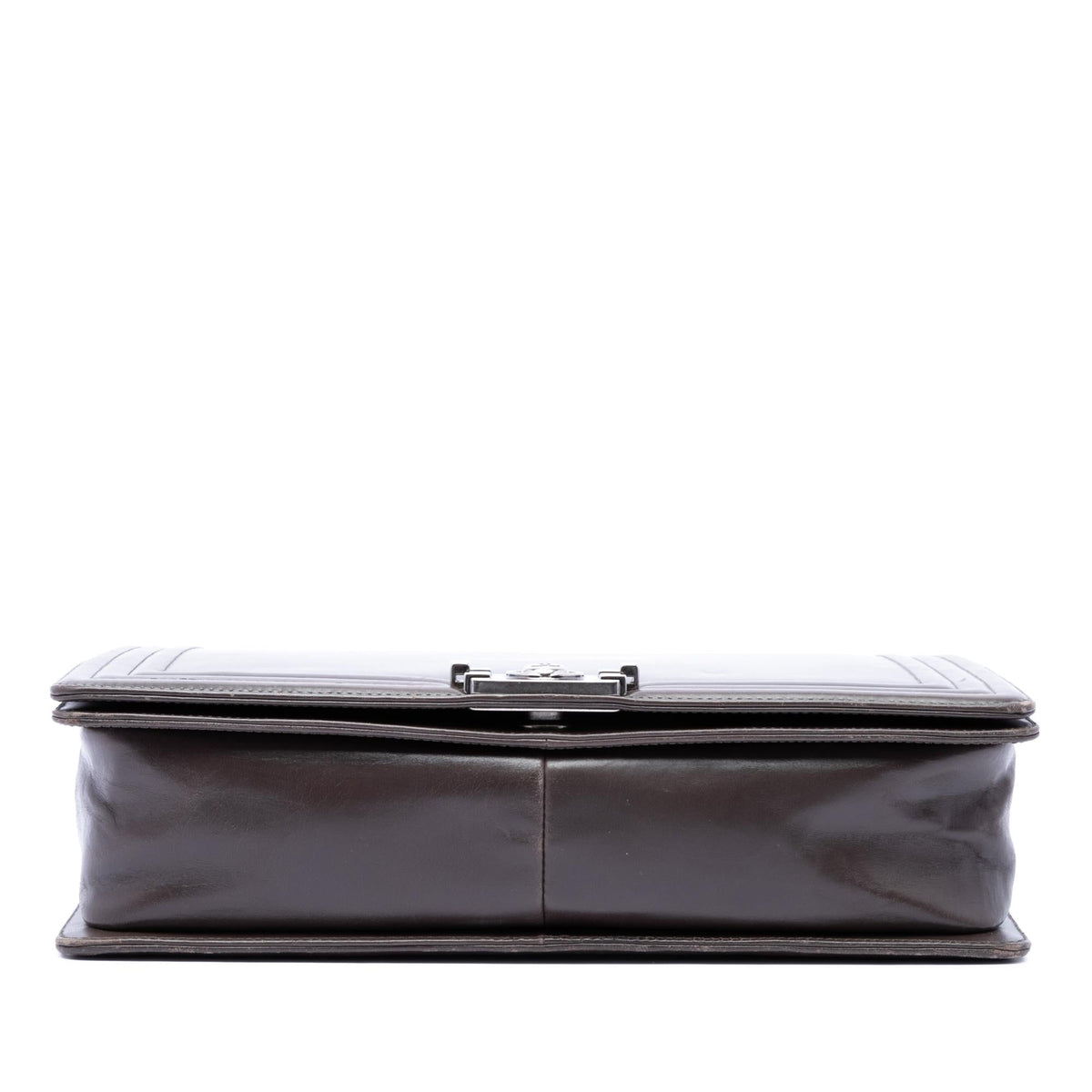 Chanel Large Glazed Calfskin Boy Flap Crossbody Bag - Brown