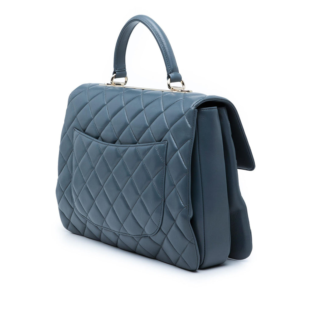 Chanel Large Lambskin Trendy CC Top Handle Flap Satchel - Blue
